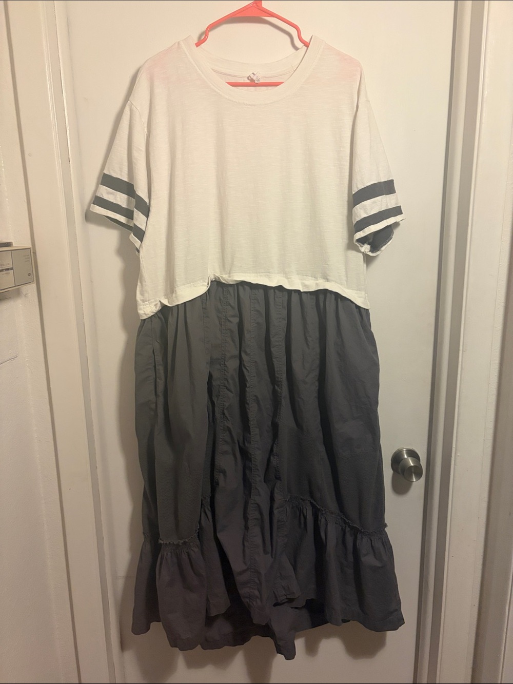 DAILY PRACTICE Drop Speed Twofer Midi Dress White & Gray Anthropologie Medium - Picture 2 of 7